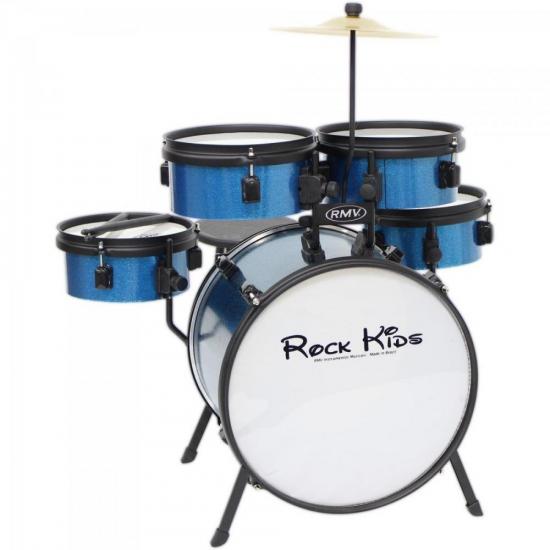 Bateria Infantil ROCK KIDS Azul RMV por 0,00 à vista no boleto/pix ou parcele em até 1x sem juros. Compre na loja Mundomax!