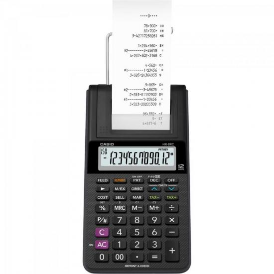 Calculadora Com Bobina Casio HR-8RC-WE-B-DC 12 Dígitos Preta por 278,00 à vista no boleto/pix ou parcele em até 10x sem juros. Compre na loja Mundomax!