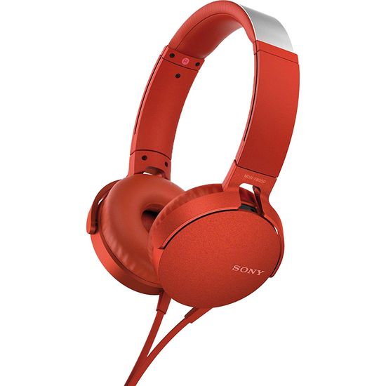 Fone de Ouvido com Microfone MDR-XB550AP/R Vermelho SONY por 0,00 à vista no boleto/pix ou parcele em até 1x sem juros. Compre na loja Mundomax!