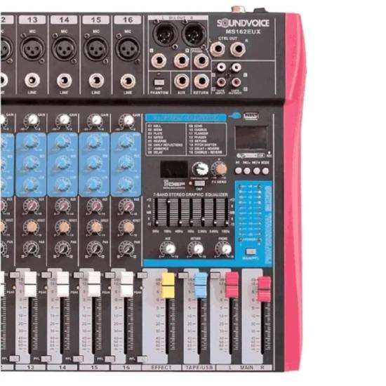 Mesa de Som Soundvoice MS162 EUX 16 Canais por 1.959,00 à vista no boleto/pix ou parcele em até 12x sem juros. Compre na loja Mundomax!