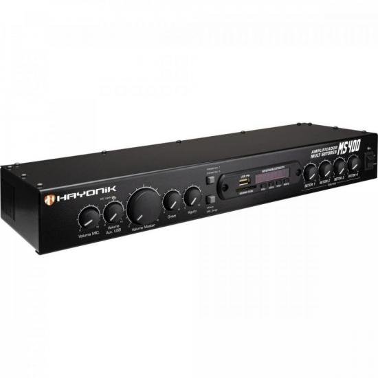 Amplificador Hayonik MS400 40W RMS Multi Setores por 759,00 à vista no boleto/pix ou parcele em até 10x sem juros. Compre na loja Mundomax!