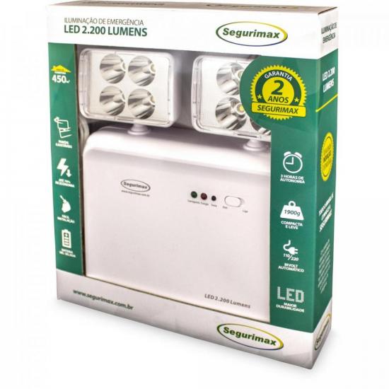 Iluminação de Emergência Bivolt LED 2200 Branca SEGURIMAX por 0,00 à vista no boleto/pix ou parcele em até 1x sem juros. Compre na loja Mundomax!