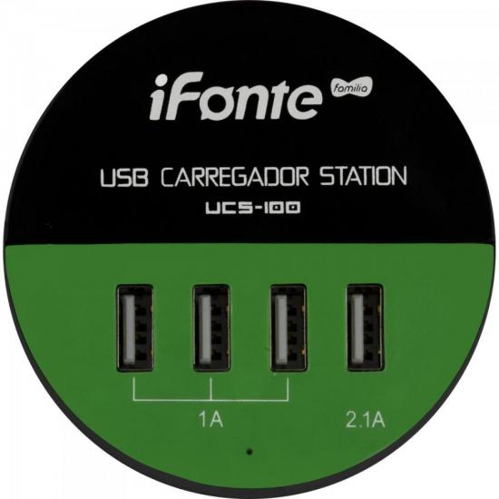 Carregador USB 4 Portas UCS-100 Preto/Verde EXBOM por 0,00 à vista no boleto/pix ou parcele em até 1x sem juros. Compre na loja Mundomax!