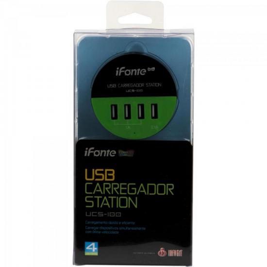 Carregador USB 4 Portas UCS-100 Preto/Verde EXBOM por 0,00 à vista no boleto/pix ou parcele em até 1x sem juros. Compre na loja Mundomax!