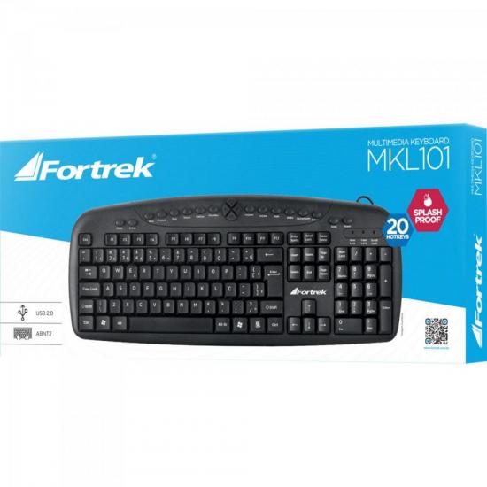 Teclado Multimídia USB MKL-101 Preto FORTREK por 44,90 à vista no boleto/pix ou parcele em até 1x sem juros. Compre na loja Mundomax!
