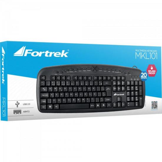 Teclado Multimídia USB MKL-101 Preto FORTREK por 44,90 à vista no boleto/pix ou parcele em até 1x sem juros. Compre na loja Mundomax!