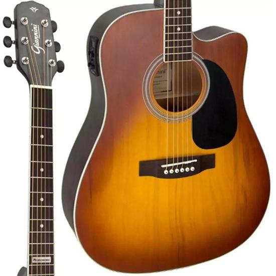 Violão Giannini GF1D CEQ Eletroacústico Aço Honey Burst por 999,00 à vista no boleto/pix ou parcele em até 10x sem juros. Compre na loja Mundomax!