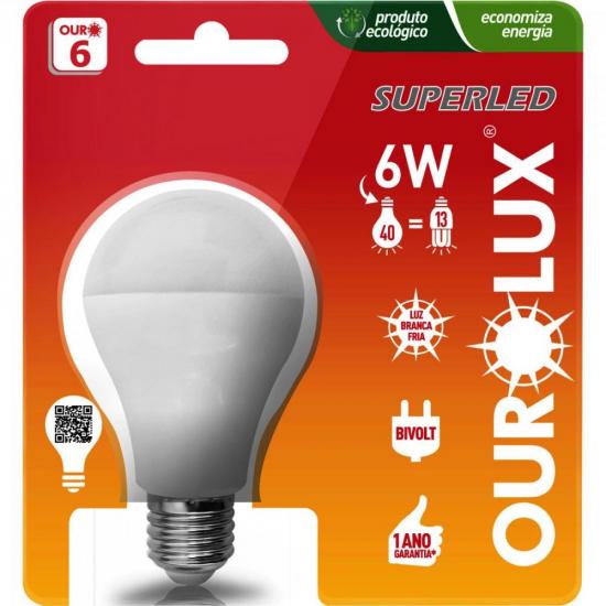 Lâmpada LED Bulbo 6W Bivolt 6500K Superled Branca OUROLUX por 0,00 à vista no boleto/pix ou parcele em até 1x sem juros. Compre na loja Mundomax!