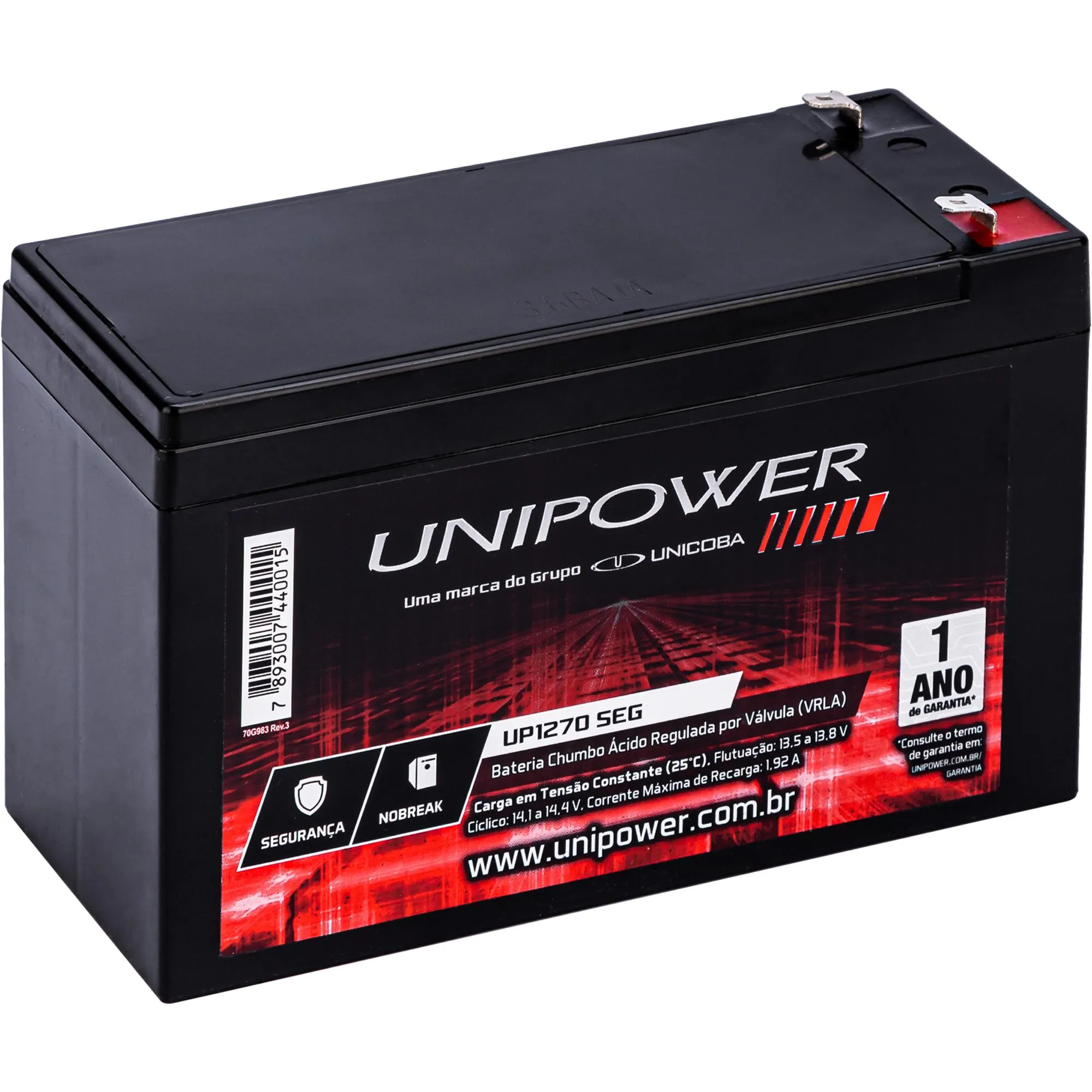Bateria Estacionária Selada 12V 6,4Ah VRLA UP1270SEG Unipower (63595)