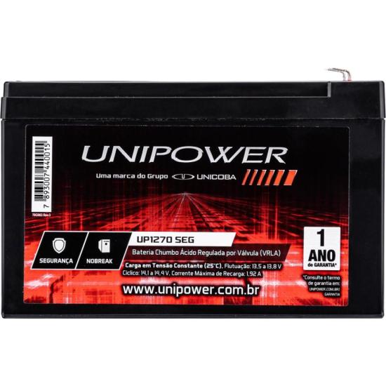 Bateria Estacionária Selada 12V 6,4Ah VRLA UP1270SEG Unipower por 109,00 à vista no boleto/pix ou parcele em até 4x sem juros. Compre na loja Mundomax!