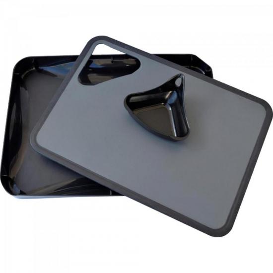 Placa de Corte com Pote Removível GOURMET Preto YUZE por 0,00 à vista no boleto/pix ou parcele em até 1x sem juros. Compre na loja Mundomax!