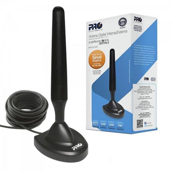 Antena Vhf/uhf Prohd-2400 OMNI Preto PROELETRONIC por 0,00 à vista no boleto/pix ou parcele em até 1x sem juros. Compre na loja Mundomax!