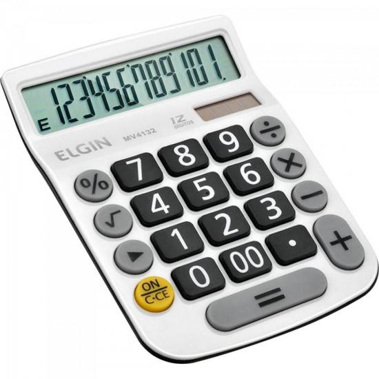 Calculadora De Mesa MV4132 Branco ELGIN por 0,00 à vista no boleto/pix ou parcele em até 1x sem juros. Compre na loja Mundomax!