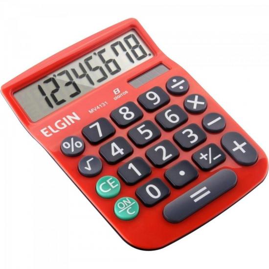 Calculadora De Mesa 8 Digitos MV4131 Vermelha ELGIN por 0,00 à vista no boleto/pix ou parcele em até 1x sem juros. Compre na loja Mundomax!