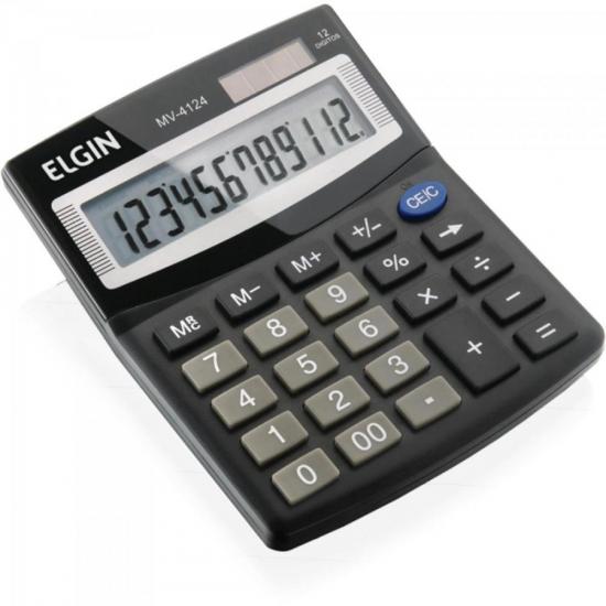 Calculadora De Mesa 12 Digitos MV 4124 Preto ELGIN por 0,00 à vista no boleto/pix ou parcele em até 1x sem juros. Compre na loja Mundomax!