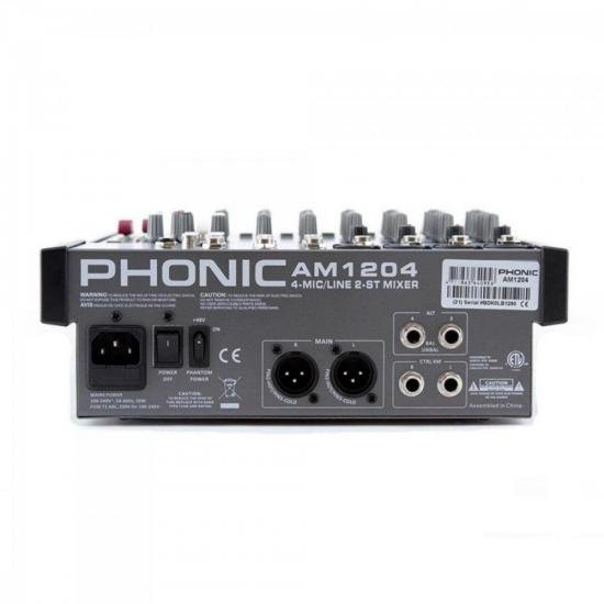 Mesa de Som 8 Canais AM1204 Cinza PHONIC - Mundomax