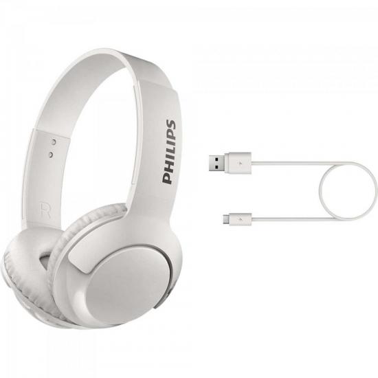 Fone de Ouvido Wireless Supra Auricular SHB3075 Branco PHILIPS por 0,00 à vista no boleto/pix ou parcele em até 1x sem juros. Compre na loja Mundomax!