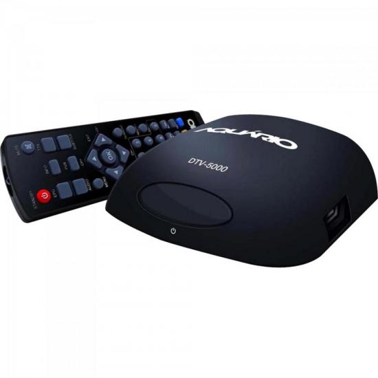 Conversor Digital S/ Cabo DTV5000 Preto AQUARIO por 0,00 à vista no boleto/pix ou parcele em até 1x sem juros. Compre na loja Mundomax!