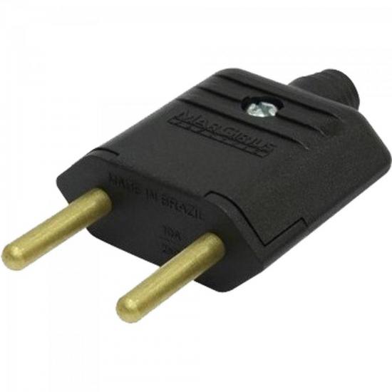 Plugue 2P 10A Preto MARGIRIUS por 0,00 à vista no boleto/pix ou parcele em até 1x sem juros. Compre na loja Mundomax!