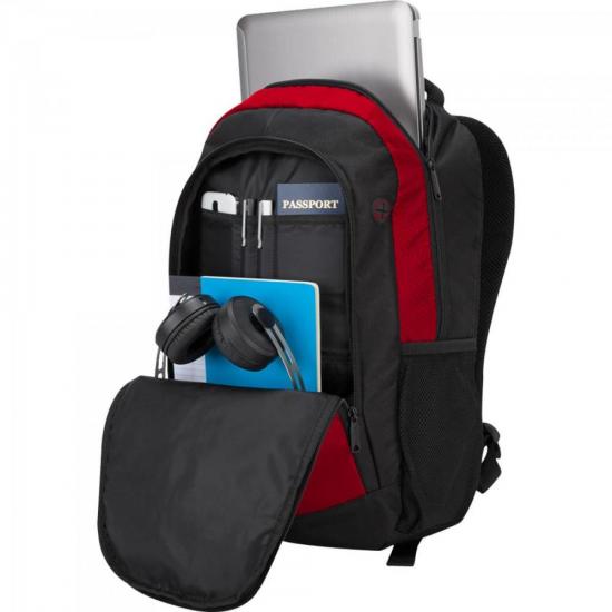 Mochila Sport p/ Notebook 15,6\" TSB89003 Preto/Vermelho TARGUS por 0,00 à vista no boleto/pix ou parcele em até 1x sem juros. Compre na loja Mundomax!