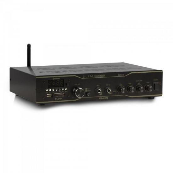 Amplificador Slim 3000 Optical BT APP FRAHM por 0,00 à vista no boleto/pix ou parcele em até 1x sem juros. Compre na loja Mundomax!