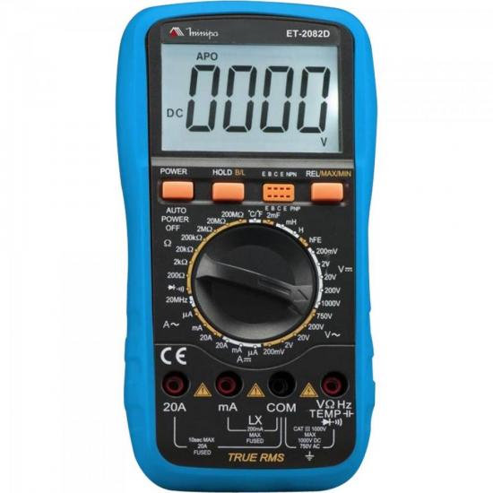 Multímetro Digital ET-2082D Azul MINIPA por 0,00 à vista no boleto/pix ou parcele em até 1x sem juros. Compre na loja Mundomax!