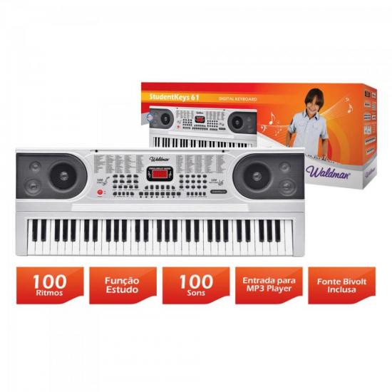 Teclado Estudante WALDMAN 61Teclas 5/8 STK61 Cinza por 0,00 à vista no boleto/pix ou parcele em até 1x sem juros. Compre na loja Mundomax!