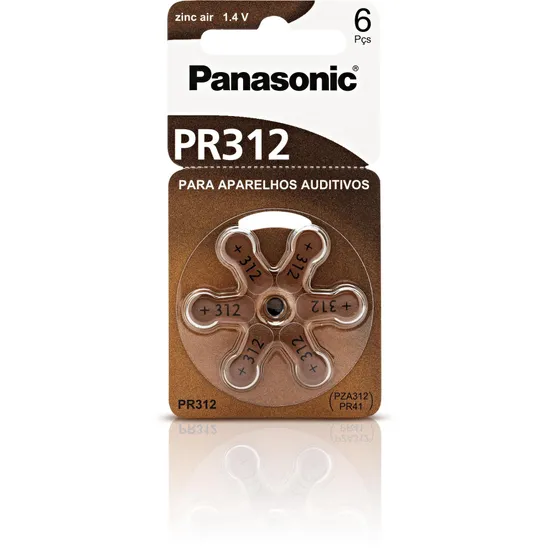 Pilha Zinco Auditiva 1,4V PR312H (C/6  Pilhas) Panasonic (6421)