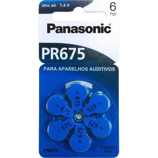 Pilha Zinco Auditiva 1,4V PR675H (C/6  Pilhas) Panasonic (6422)