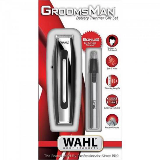 Aparador de Cabelo GROOMSMAN GIFT SET Cinza/Preto WAHL por 0,00 à vista no boleto/pix ou parcele em até 1x sem juros. Compre na loja Mundomax!
