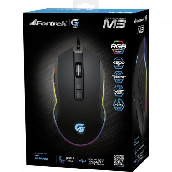 Mouse Gamer Fortrek M3 RGB Preto por 95,99 à vista no boleto/pix ou parcele em até 3x sem juros. Compre na loja Mundomax!