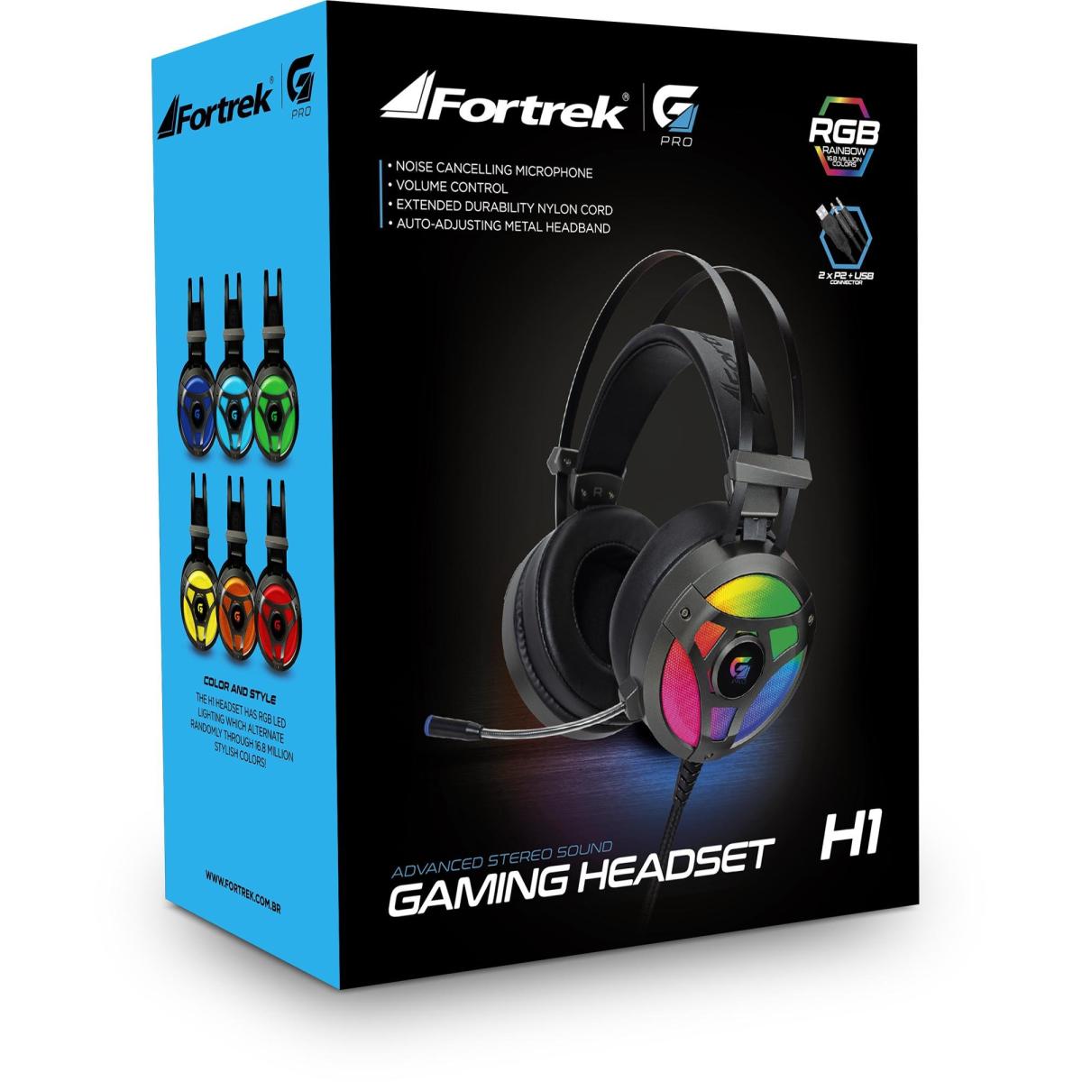 Headset Gamer RGB H1 PRO Cinza FORTREK - Mundomax