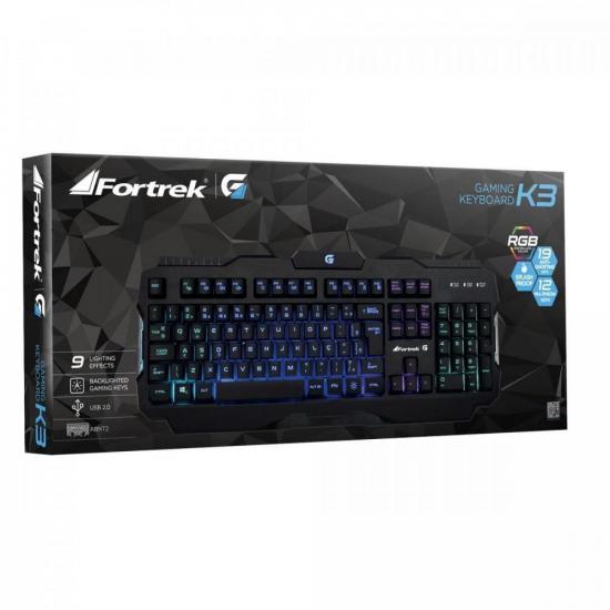Teclado Gamer Pro K3 RGB Preto FORTREK por 163,90 à vista no boleto/pix ou parcele em até 6x sem juros. Compre na loja Mundomax!