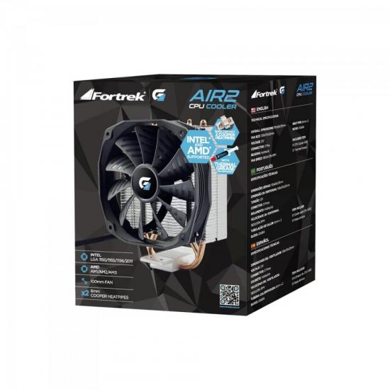 Cooler Para CPU 110x65x131mm AIR2 Preto FORTREK por 71,90 à vista no boleto/pix ou parcele em até 2x sem juros. Compre na loja Mundomax!
