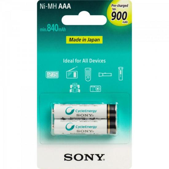 Pilha Recarregável AAA c/ 2 Unid. 900mAh NiMh NH-AAA B2GN SONY por 0,00 à vista no boleto/pix ou parcele em até 1x sem juros. Compre na loja Mundomax!