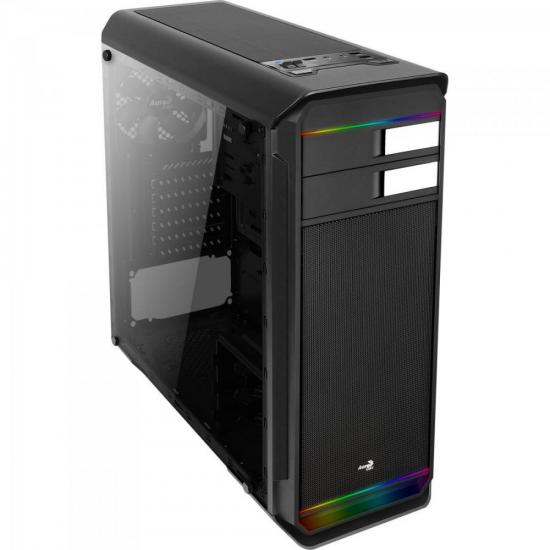 Gabinete Mid Tower RGB c/ LED Aero-500G Preto AEROCOOL (64789)