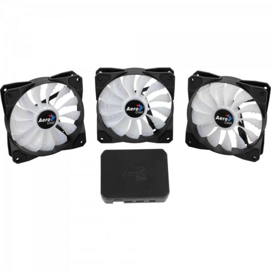 Cooler FAN Triplo RGB c/ Controlador P7-F12 PRO Preto AEROCOOL por 259,90 à vista no boleto/pix ou parcele em até 10x sem juros. Compre na loja Mundomax!