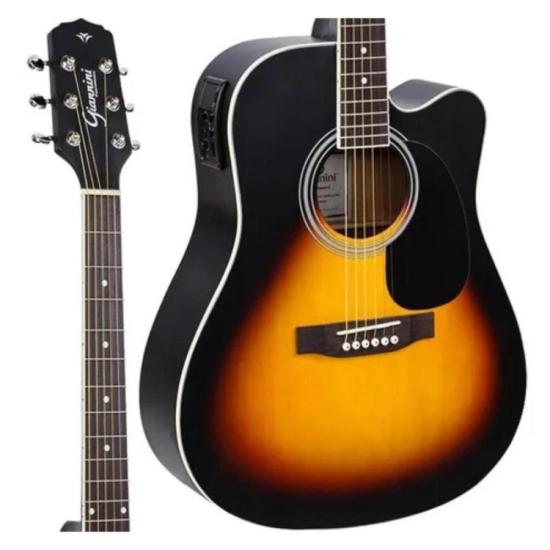 Violão Giannini GDC1 CEQ Eletroacústico Aço Vintage Sunburst Satin por 748,00 à vista no boleto/pix ou parcele em até 10x sem juros. Compre na loja Mundomax!