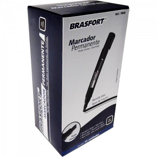 Caneta Marcador Permanente PONTA GROSSA Preto BRASFORT (Caixa c/ 12 und) por 32,00 à vista no boleto/pix ou parcele em até 1x sem juros. Compre na loja Mundomax!