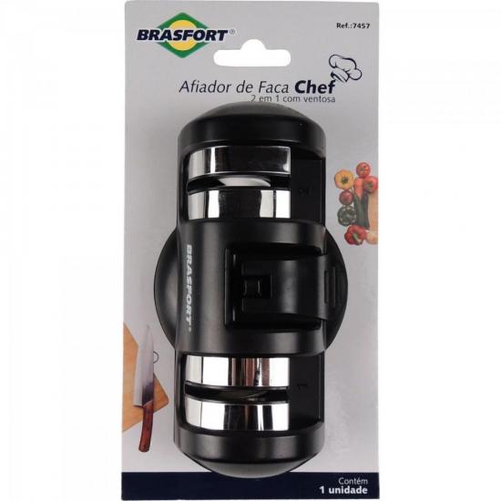 Afiador de Facas 2x1 CHEFF Preto BRASFORT por 75,00 à vista no boleto/pix ou parcele em até 3x sem juros. Compre na loja Mundomax!