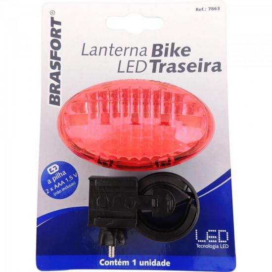 Lanterna Traseira LED p/ Bike Preto BRASFORT por 0,00 à vista no boleto/pix ou parcele em até 1x sem juros. Compre na loja Mundomax!