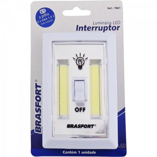 Luminaria LED Tipo Interruptor Branco BRASFORT por 0,00 à vista no boleto/pix ou parcele em até 1x sem juros. Compre na loja Mundomax!