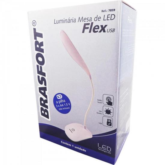 Luminaria de Mesa LED USB Flex Branco Brasfort por 53,99 à vista no boleto/pix ou parcele em até 2x sem juros. Compre na loja Mundomax!