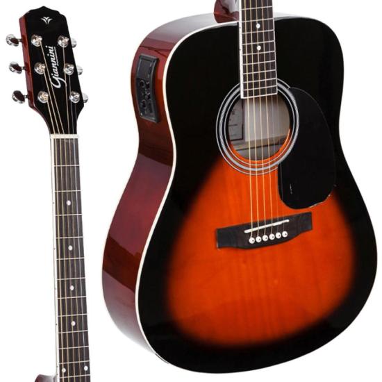 Violão Giannini GD1 EQ Eletroacústico Dreadnought 3 Tone Sunburst por 819,00 à vista no boleto/pix ou parcele em até 10x sem juros. Compre na loja Mundomax!