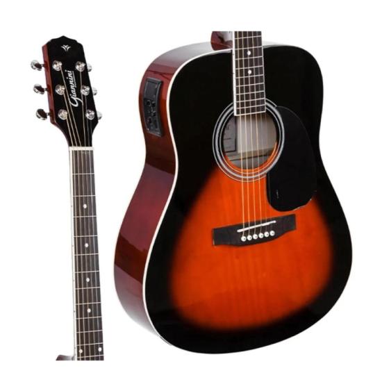 Violão Giannini GD1 EQ Eletroacústico Dreadnought 3 Tone Sunburst por 799,00 à vista no boleto/pix ou parcele em até 10x sem juros. Compre na loja Mundomax!