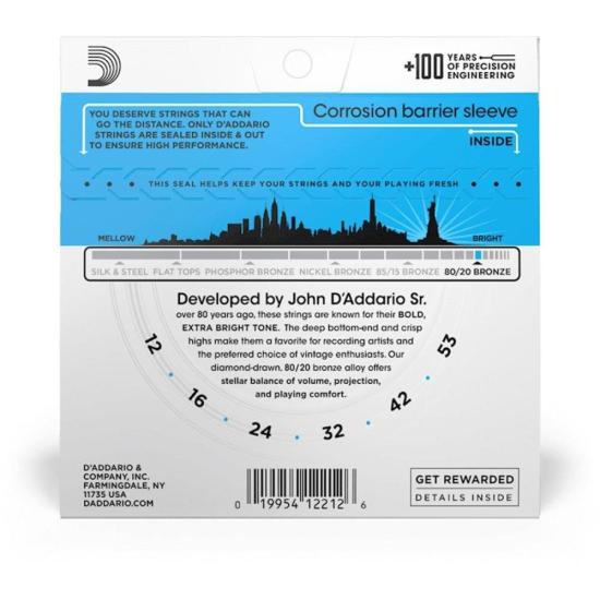 Encordoamento Violão Aço .012-.053 80/20 Bronze EJ11 D\