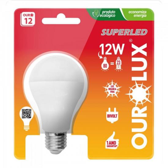 Lâmpada LED Bulbo 12W Bivolt Superled Branca OUROLUX por 16,90 à vista no boleto/pix ou parcele em até 1x sem juros. Compre na loja Mundomax!