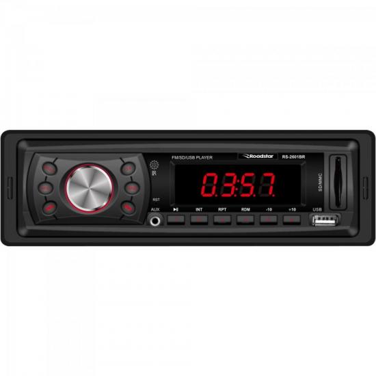 Auto Rádio FM/USB/SD/AUX RS2601BR Preto ROADSTAR por 0,00 à vista no boleto/pix ou parcele em até 1x sem juros. Compre na loja Mundomax!