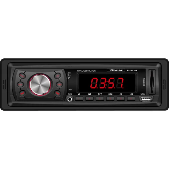 Auto Rádio FM/USB/SD/AUX RS2601BR Preto ROADSTAR por 0,00 à vista no boleto/pix ou parcele em até 1x sem juros. Compre na loja Mundomax!