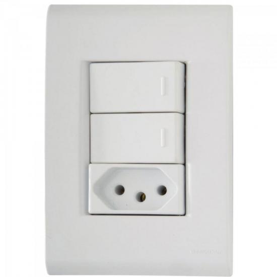 Interruptor Duplo 4x2 c/ 2 Teclas e 1 Tomada 2P+T Tablet Branco por 0,00 à vista no boleto/pix ou parcele em até 1x sem juros. Compre na loja Mundomax!
